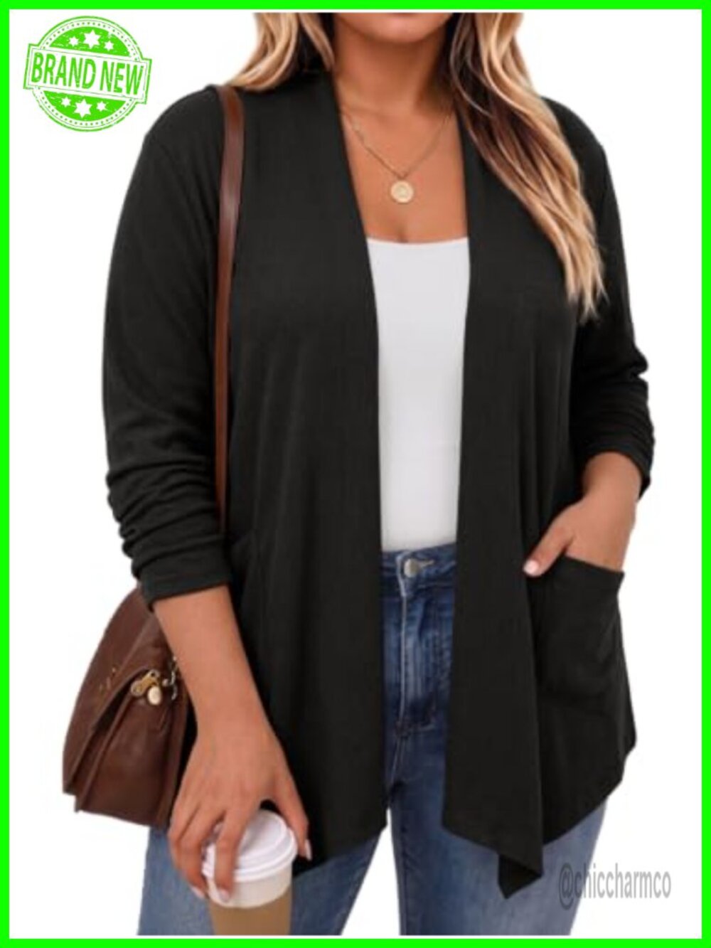 Women Plus Size Lightweight Open Front Long Sleeve Cardigan Sweater